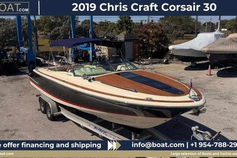 The Image of 2019 Chris-Craft Corsair 30 boat on trailer, available for financing and shipping. - 0