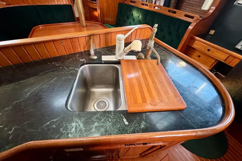 Slide: The Image of Galley sink and countertop in 1988 Hans Christian Christina yacht interior. - 12