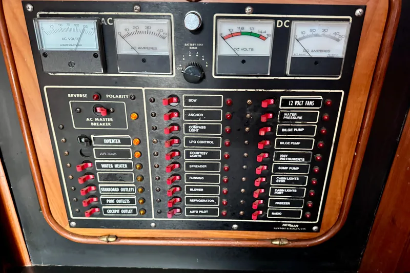 Slide: The Image of Electrical control panel on a 1988 Hans Christian Christina boat. - 13