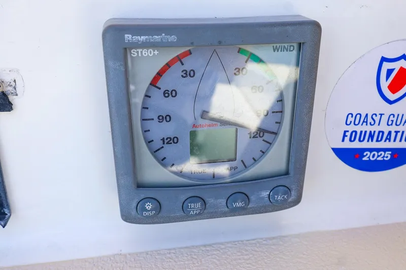 Slide: The Image of Raymarine ST60+ wind gauge on Tartan 3500 yacht, 1999 model, with Coast Guard Foundation sticker. - 17