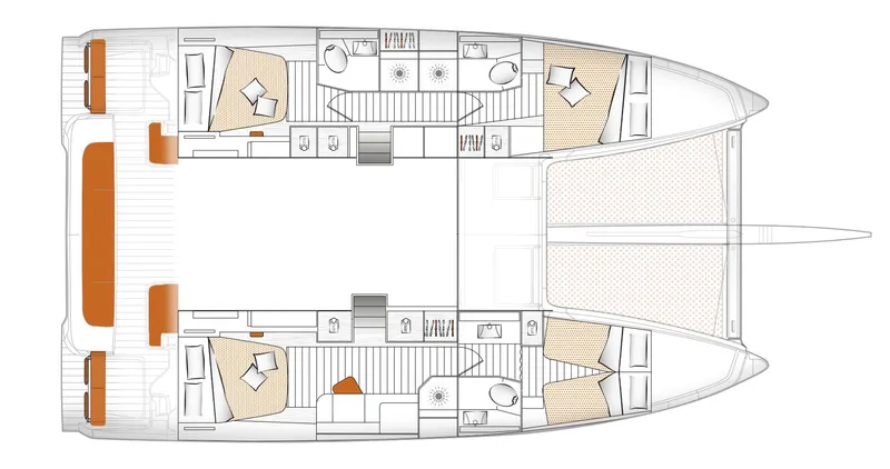 Slide: The Image of Floor plan of Excess 14 catamaran, model 2026. - 9