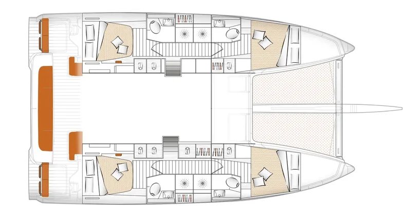 Slide: The Image of Floor plan of Excess 14 catamaran, 2026 model. - 11