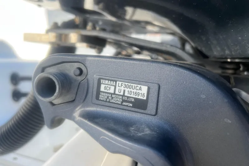 Slide: The Image of Close-up of Yamaha LF300UCA engine part on 2005 Boston Whaler 320 Outrage. - 8
