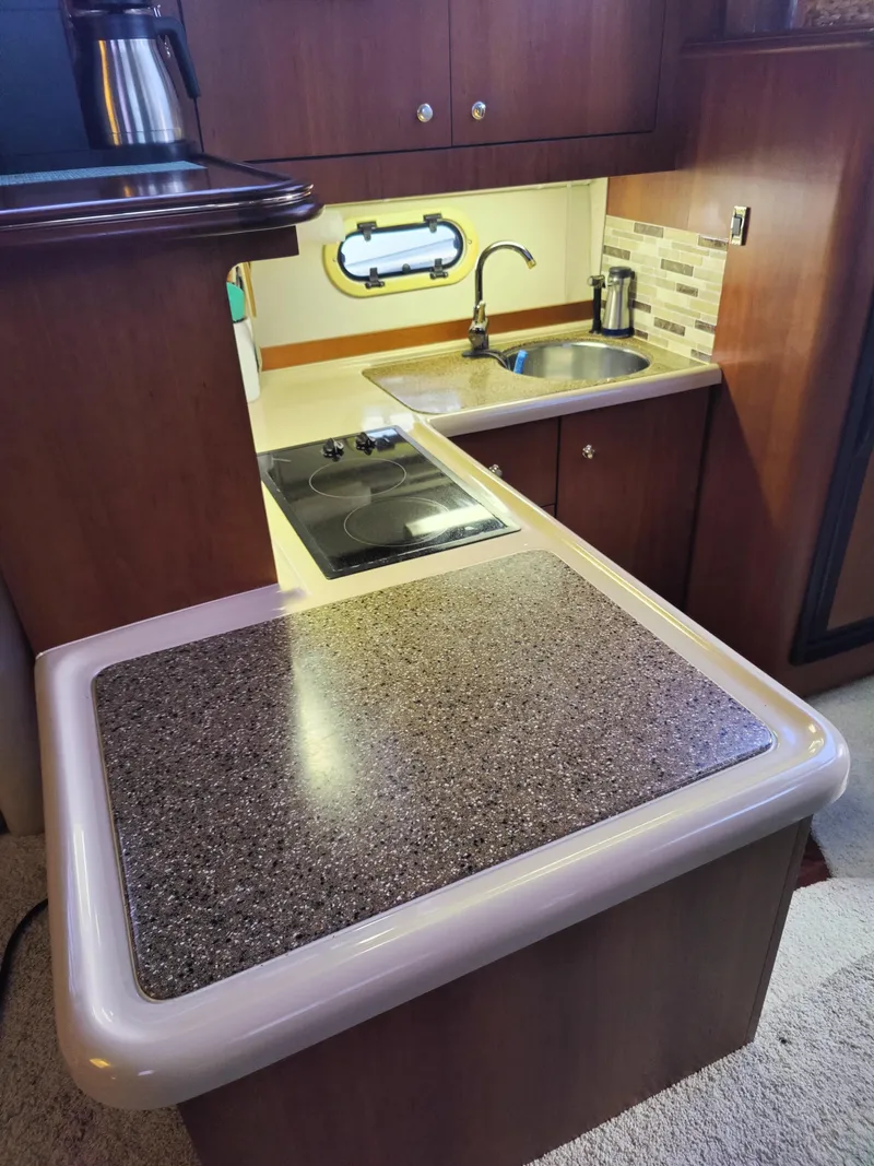 Slide: The Image of Interior of 2001 Cruisers Yachts 3750 Motoryacht with cozy seating. - 21