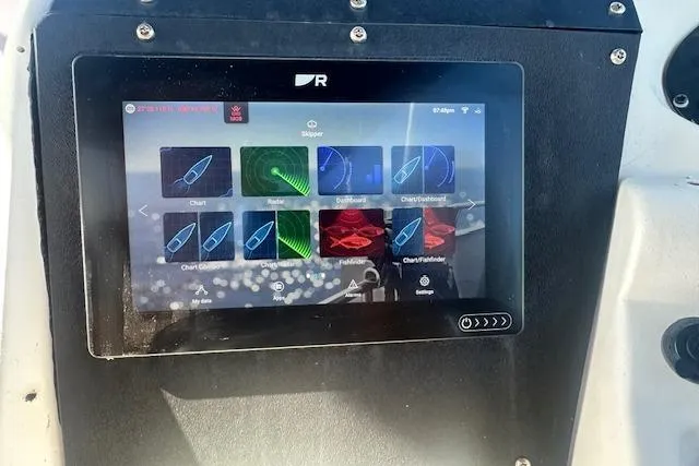 Slide: The Image of Touchscreen navigation system on 2001 Cruisers Yachts 3750 Motoryacht dashboard. - 36