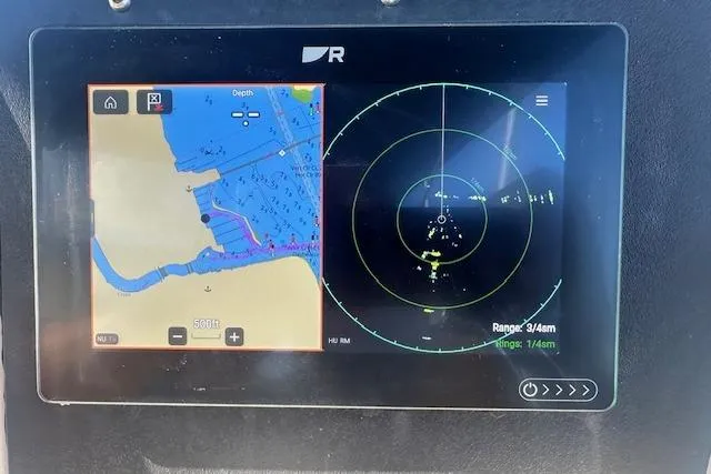 Slide: The Image of Navigation display on 2001 Cruisers Yachts 3750 Motoryacht showing map and radar. - 32
