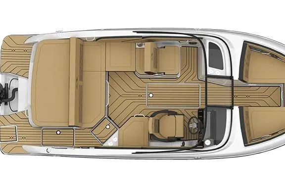 Slide: The Image of Top view of 2022 Sea Ray SPX 210 Outboard boat interior layout. - 2