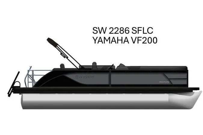 The Image of 2026 Godfrey Sweetwater 2286 SFL pontoon boat with Yamaha VF200 engine, side view. - 0
