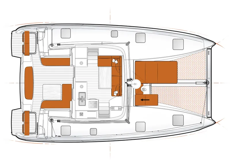 Slide: The Image of Layout of Excess 11 catamaran, model year 2026. - 11