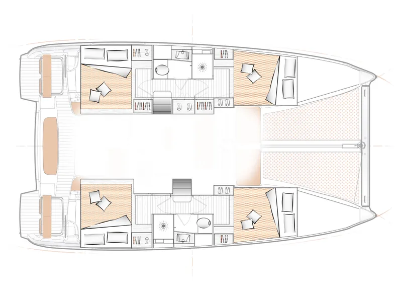 Slide: The Image of Floor plan of Excess EXCESS 11 catamaran, model year 2026. - 12