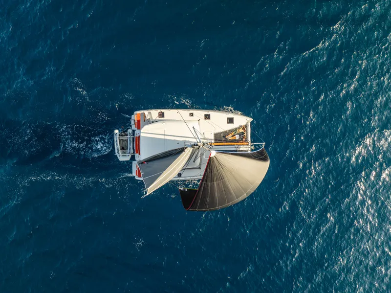 Slide: The Image of Aerial view of Excess EXCESS 11 yacht on open sea, 2026 model. - 3