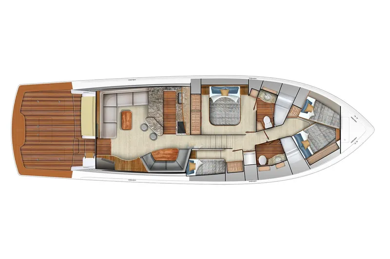 Slide: The Image of Manufacturer Provided Image: Floor plan of 2026 Viking 58 Convertible yacht, featuring spacious cabins and modern amenities. - 19