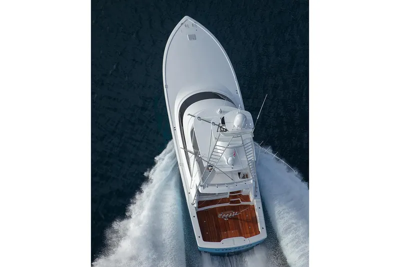 Slide: The Image of Manufacturer Provided Image: Aerial view of 2026 Viking 58 Convertible yacht cruising on open water. - 3