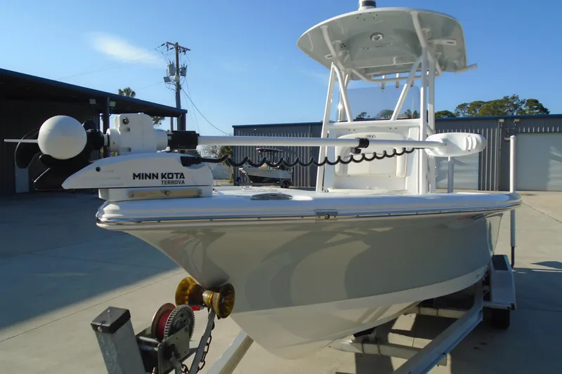 Slide: The Image of 2023 Sea Hunt BX 22 BR boat with Minn Kota Terrova motor on trailer. - 13