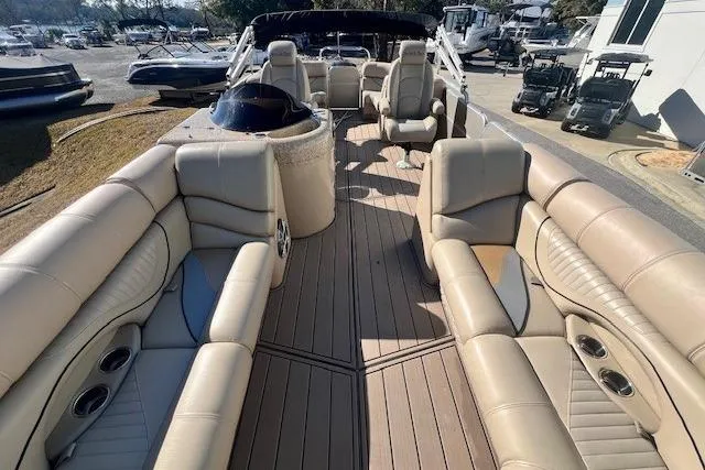 Slide: The Image of 2013 South Bay 722RS pontoon boat with spacious seating and modern design. - 16