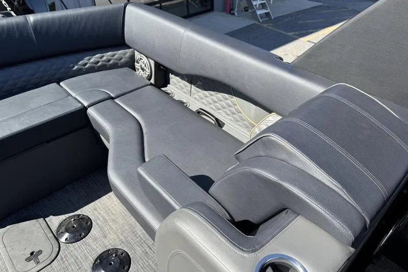 Slide: The Image of Luxurious seating on 2026 Godfrey Sanpan 2700 ULW pontoon boat, featuring sleek design and premium materials. - 34