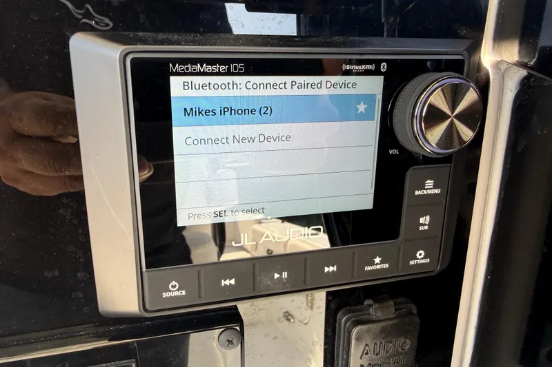 Slide: The Image of JL Audio MediaMaster 105 display on 2025 Sea Hunt Ultra 255 SE boat. - 24