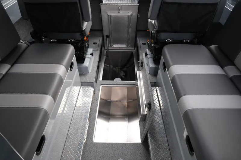 Slide: The Image of Interior of 2026 Hewescraft 270 Alaskan ET Hardtop with storage compartments. - 18