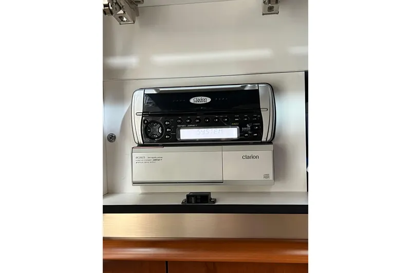 Slide: The Image of Clarion stereo system in 2005 Sea Ray 500 Sundancer yacht interior. - 29