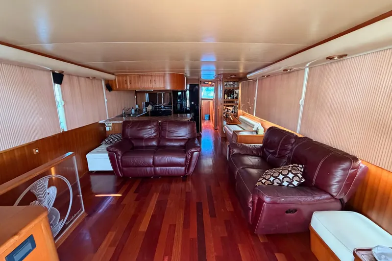 Slide: The Image of Luxurious interior of 1984 Hartman-Palmer 60 Flush Deck Motor Yacht with leather seating. - 4