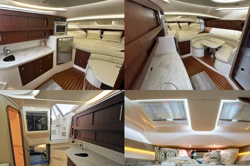 Slide: The Image of Luxurious interior of 2016 Grady-White Express 370 boat with modern amenities and cozy seating. - 4
