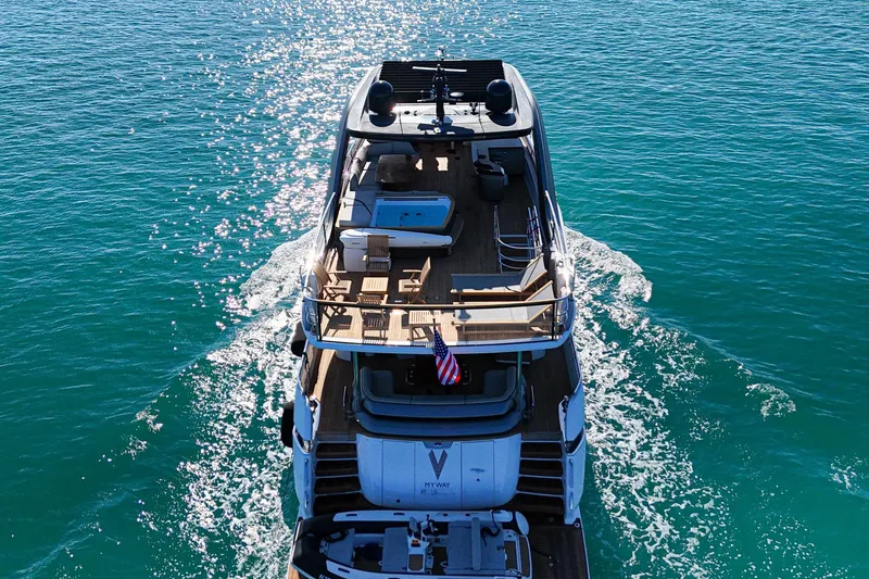 Slide: The Image of Luxury Princess Y85 yacht cruising on clear blue ocean waters, 2022 model. - 10