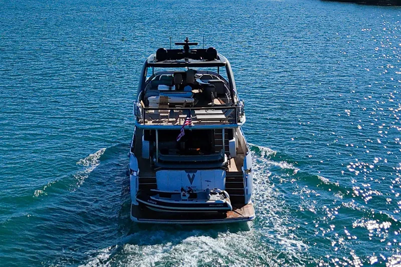 Slide: The Image of Luxury 2022 Princess Y85 yacht cruising on open water. - 7