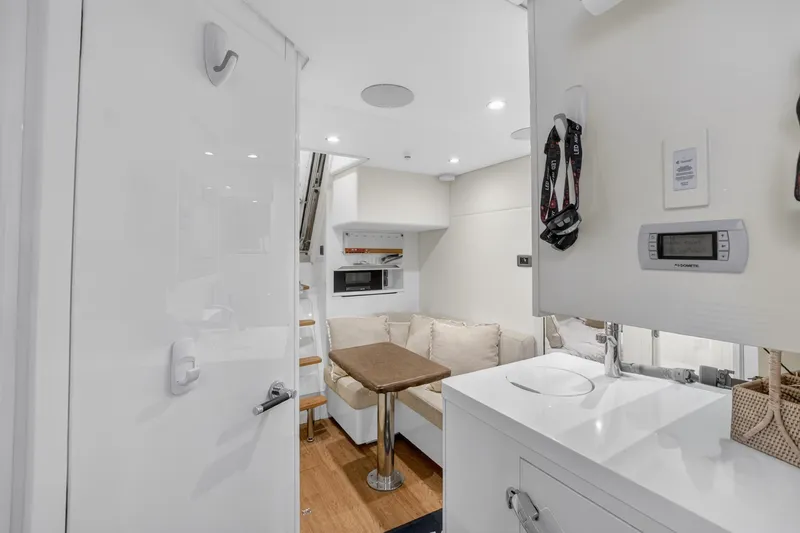 Slide: The Image of Luxurious interior of 2022 Princess Y85 yacht with modern amenities and elegant design. - 71