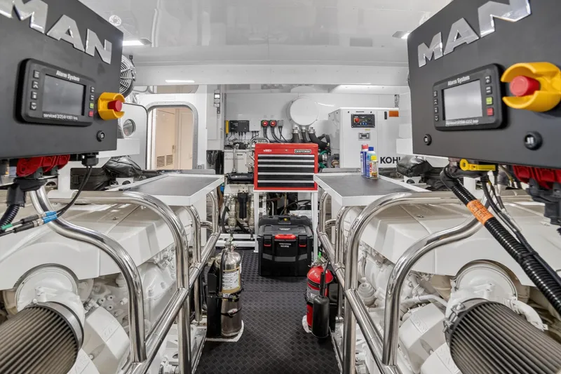 Slide: The Image of Engine room of 2022 Princess Y85 yacht with MAN engines and equipment. - 73