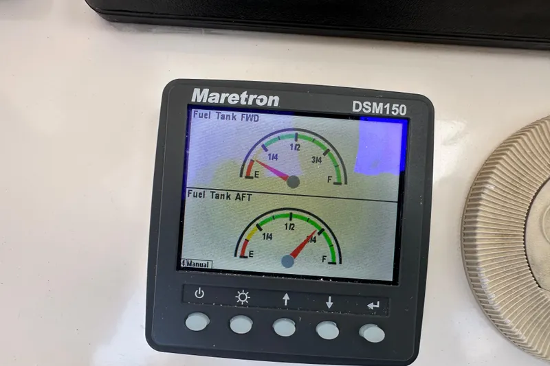 Slide: The Image of Maretron DSM150 display showing fuel levels on a 2009 Riviera 47 Enclosed Flybridge Series II. - 55