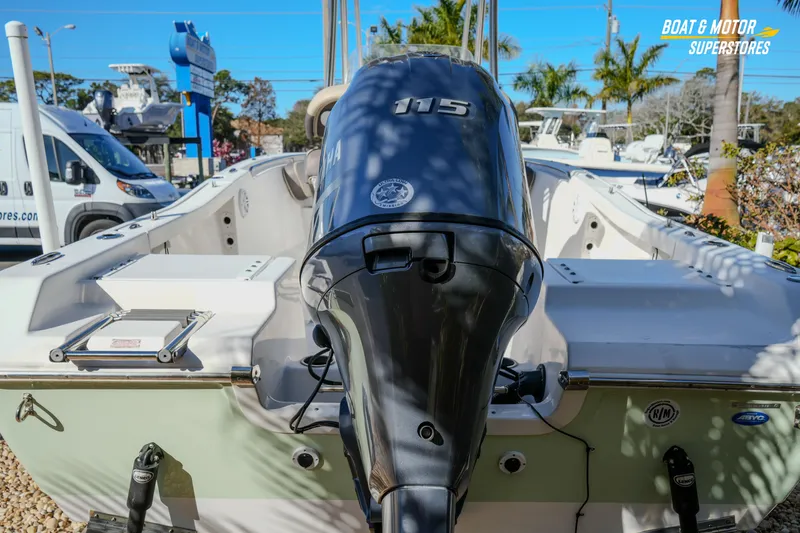 Slide: The Image of 2019 Tidewater 198 CC Adventure boat with Yamaha 115 engine at dealership. - 21