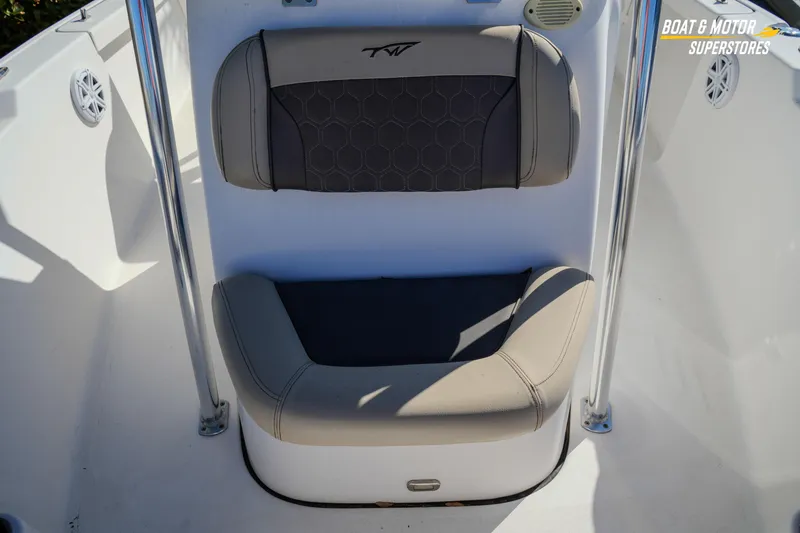 Slide: The Image of 2019 Tidewater 198 CC Adventure boat seat with gray and beige upholstery. - 34