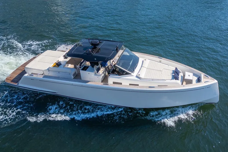 Slide: The Image of 2019 Pardo Yachts P50 cruising on open water, showcasing sleek design and luxury features. - 4
