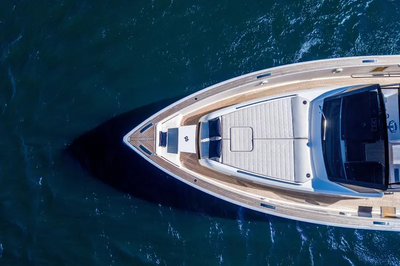 Slide: The Image of Overhead view of 2019 Pardo Yachts P50 on blue water. - 10