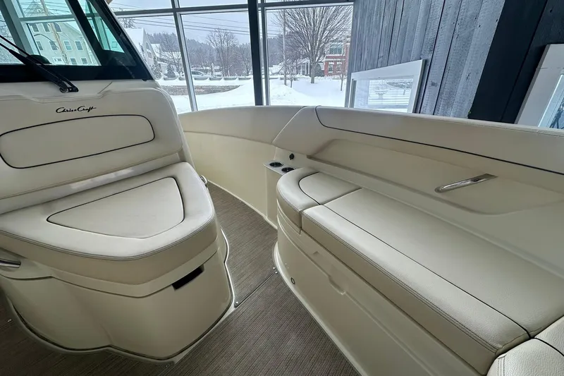 Slide: The Image of 2024 Chris-Craft Catalina 24 interior with elegant seating and modern design. - 16