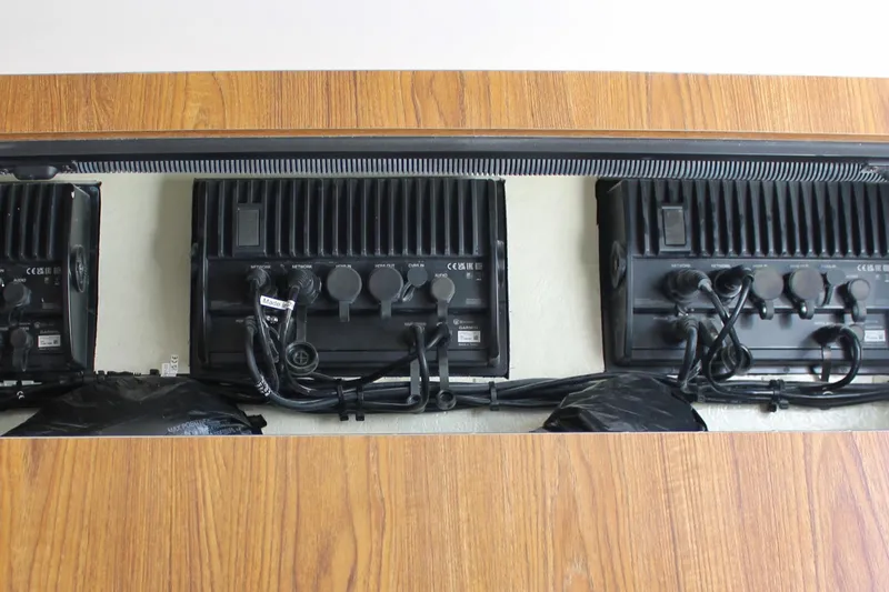 Slide: The Image of Electrical components in a 2024 Sailfish 360 CC boat, featuring wiring and connectors. - 30