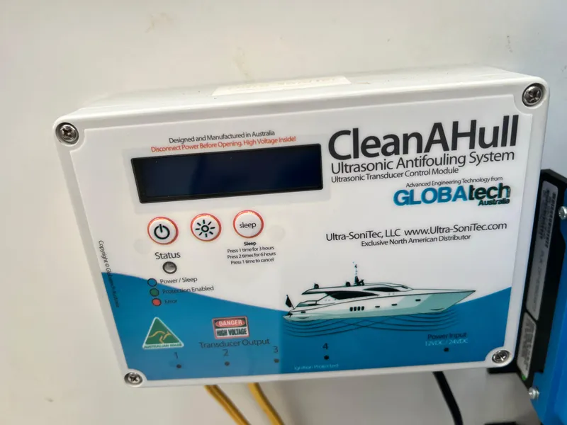 Slide: The Image of CleanAHull ultrasonic antifouling system control module on a 2021 Beneteau Antares 9. - 31