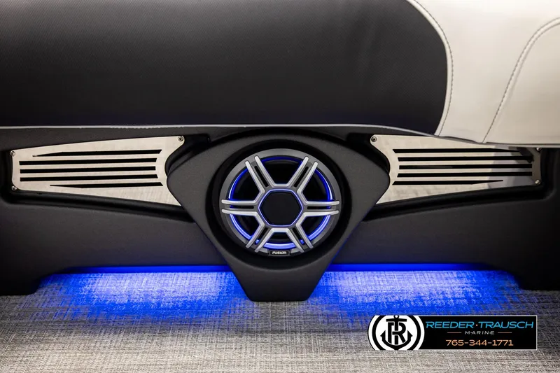 Slide: The Image of Speaker system with blue LED lighting in 2026 Avalon CAT QLS boat interior. - 45