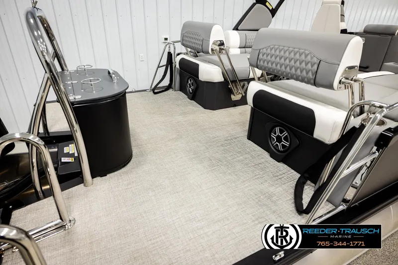 Slide: The Image of Luxurious interior of 2026 Avalon CAT QLS boat with modern seating and sleek design. - 52