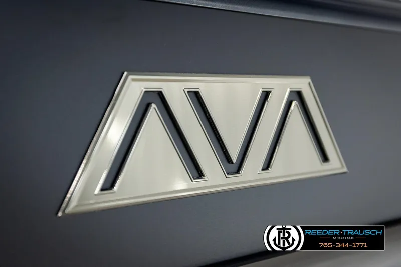 Slide: The Image of 2026 Avalon CAT QLS logo on sleek dark background, Reeder-Trausch Marine branding. - 59
