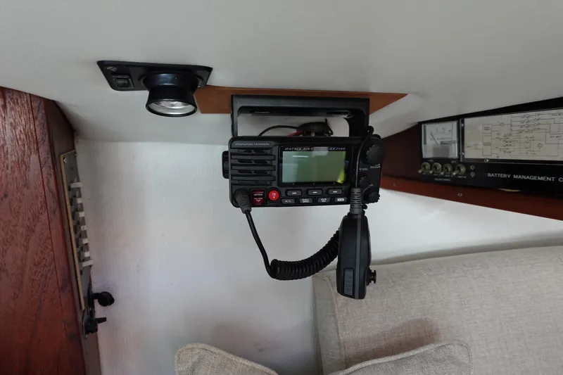 Slide: The Image of 1978 Morgan 382 interior with radio equipment and battery management system. - 52