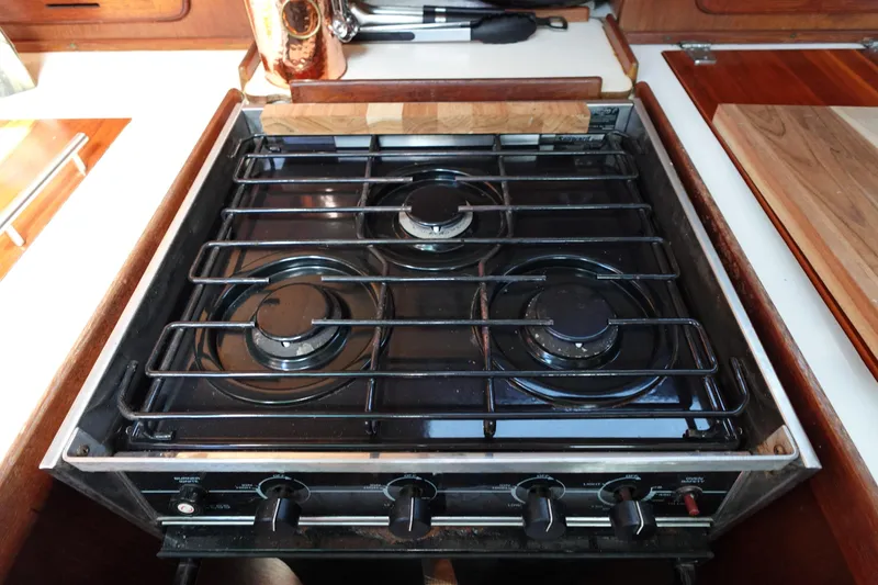 Slide: The Image of Three-burner stove in a 1978 Morgan 382 yacht kitchen. - 55