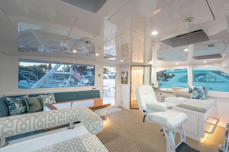 Slide: The Image of Luxurious 2021 Horizon yacht interior with plush seating and elegant design. - 59