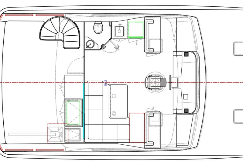 Slide: The Image of Floor plan of a 2021 Horizon yacht interior layout with seating and amenities. - 67
