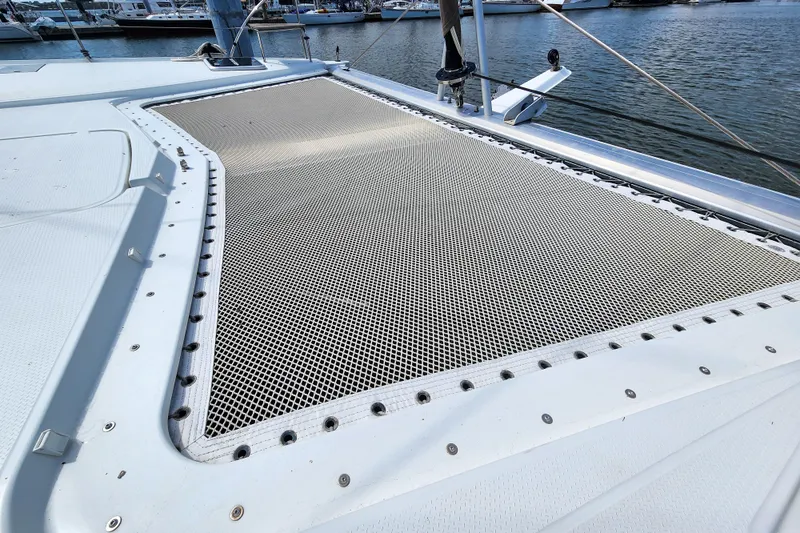 Slide: The Image of Fountaine Pajot Lucia 40 yacht detail, showing cleat and rigging, 2016 model. - 34