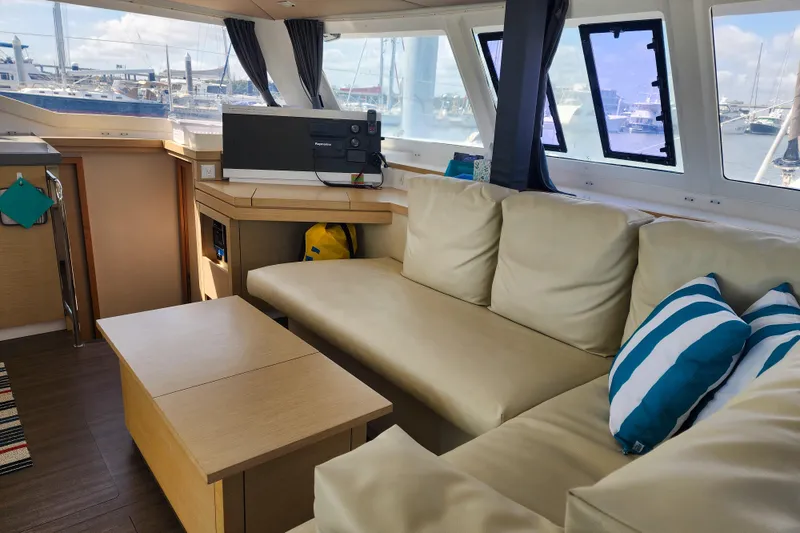 Slide: The Image of Modern kitchen interior of 2016 Fountaine Pajot Lucia 40 catamaran with ocean view. - 50