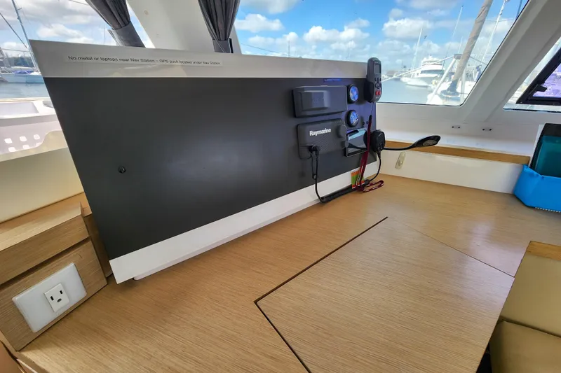 Slide: The Image of Modern kitchen interior of 2016 Fountaine Pajot Lucia 40 catamaran with stove and utensils. - 51