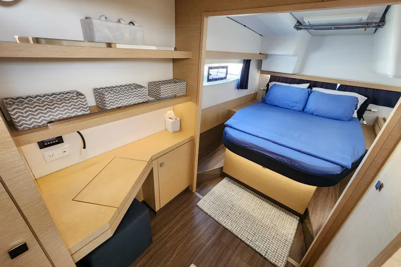 Slide: The Image of Navigation station on 2016 Fountaine Pajot Lucia 40 catamaran with Raymarine equipment. - 55