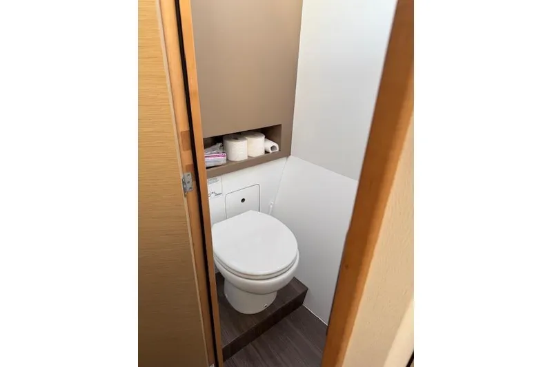 Slide: The Image of Interior of 2016 Fountaine Pajot Lucia 40 yacht bathroom with shower and mirror. - 69