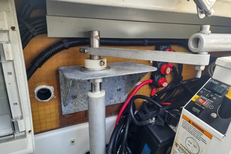 Slide: The Image of Steering mechanism of a 2016 Fountaine Pajot Lucia 40 catamaran. - 84